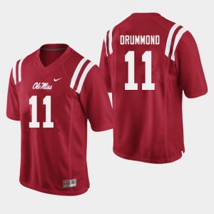 Team-Specific Mens Official Dontario Drummond #11 Ole Miss Red Football College Athletic-Fit Jersey 17828-231