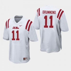 NCAA Fan Favorite: Men Dontario Drummond #11 White Ole Miss Rebels Double-Stitched Football Jersey 35302-614