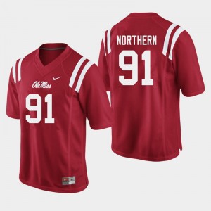 On-Field Men Official Hal Northern #91 Rebels Red Football Player Chain-Stitched Jersey 91121-676