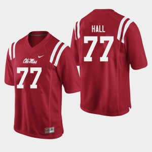 Men's #77 Hamilton Hall Ole Miss Red High School Athletic-Fit Football Jersey - Authentic NCAA 98368-376