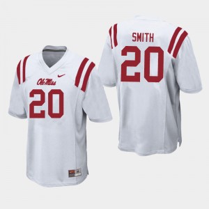 Collectible Mens Keidron Smith #20 Ole Miss White Applique High School Football Jersey - Premium Licensed NCAA Gear 31761-155