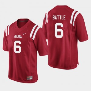 Team-Issued Mens Miles Battle #6 Ole Miss Rebels Red Microfiber High School Football Jersey - Premium Licensed NCAA Gear 62009-857