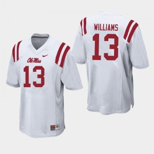 Men Compliance Certified Ole Miss #13 Sam Williams White Breathable University Football Jersey 31347-207