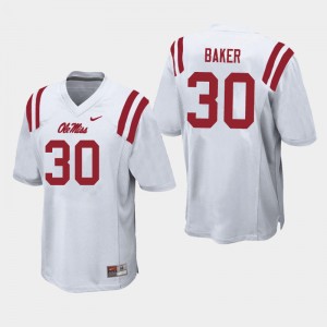 Exclusive Zikerrion Baker #30 White Rebels Men's Football Long-Lasting Jersey - Official NCAA Licensed Collectible 46448-580