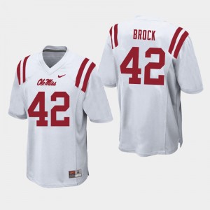 Men's #42 Brooks Brock Rebels White College Lightweight Football Jersey - Authentic NCAA 30859-930