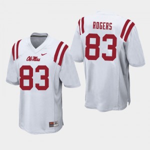 Men #83 Chase Rogers Rebels White College Chain-Stitched Football Jersey - Authentic NCAA 12105-968