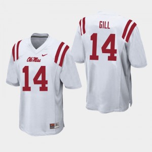Men's #14 Daylen Gill Ole Miss Rebels White High School Anti-Odor Football Jersey - Authentic NCAA 41633-231