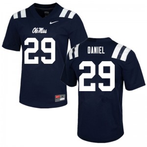 On-Field Navy Mens Football Lakevias Daniel #29 Rebels Player Chain-Stitched Jersey 13159-876