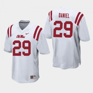 Men's #29 Lakevias Daniel Ole Miss Rebels White College Anti-Odor Football Jersey - Authentic NCAA 52954-150