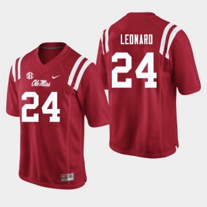 NCAA Fan Favorite: Men Deane Leonard #24 Red Ole Miss Breathable Football Jersey 59441-376