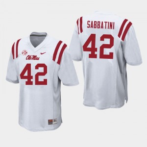 #42 Ole Miss Rebels Unused Men Elijah Sabbatini White Player Anti-Odor Football Jersey - Authentic Licensed NCAA 91842-344