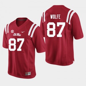 Team-Issued Men's Hudson Wolfe #87 Ole Miss Rebels Red Microfiber High School Football Jersey - Premium Licensed NCAA Gear 65037-353