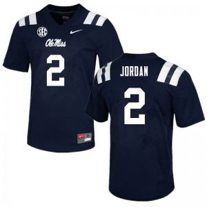 #2 Rebels Easy Care Men Jalen Jordan Navy High School Lightweight Football Jersey - Authentic Licensed NCAA 97001-881