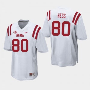 Unused Men's Official Jonathan Hess #80 Ole Miss Rebels White Football College Anti-Odor Jersey 12175-506