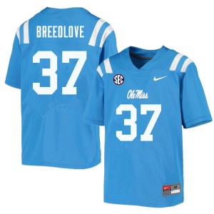 Exclusive Kyndrich Breedlove #37 Powder Blue Ole Miss Rebels Men's Football Double-Stitched Jersey - Official NCAA Licensed Collectible 90069-339
