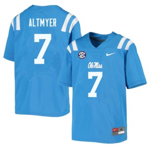 NCAA Fan Favorite: Men's Luke Altmyer #7 Powder Blue Ole Miss Rebels Anti-Odor Football Jersey 99086-519