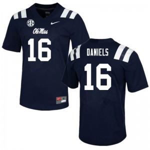NCAA Fan Favorite: Men MJ Daniels #16 Navy Ole Miss Rebels Microfiber Football Jersey 20971-634