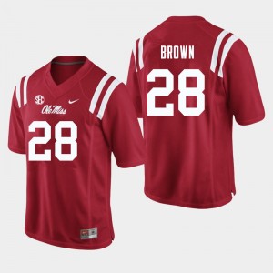 NCAA Fan Favorite: Mens Markevious Brown #28 Red Ole Miss Breathable Football Jersey 73994-840