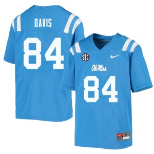 Men #84 Qua Davis Ole Miss Powder Blue College Applique Football Jersey - Authentic NCAA 79587-605
