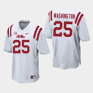 Team-Issued Mens Official Trey Washington #25 Ole Miss Rebels White Football High School Microfiber Jersey 78933-724