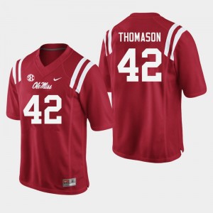 Red Out Essential Men's Landon Thomason Rebels #42 Chain-Stitched College Football Jersey 23061-879