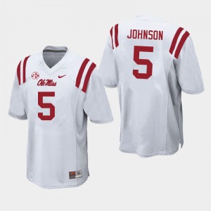 Easy Care Men's Official Tysheem Johnson #5 Rebels White Football Player Lightweight Jersey 60071-957