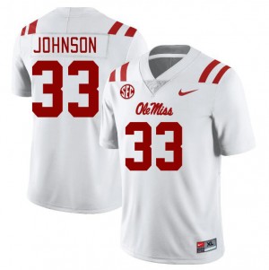 White Applique High School Football Jersey - Mens Antione Johnson #33 Ole Miss Collectible (Licensed Official) 36741-739