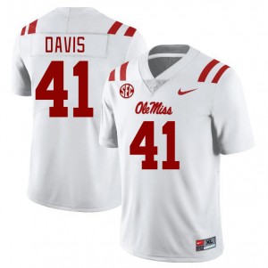 NCAA Fan Favorite: Men Caden Davis #41 White Ole Miss Applique Football Jersey 76309-440