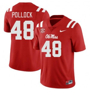 #48 Ole Miss Rebels Team-Issued Men Charlie Pollock Red University Microfiber Football Jersey - Authentic Licensed NCAA 17487-912