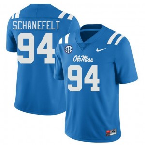 Mens Team-Specific Ole Miss #94 Christian Schanefelt Power Blue Athletic-Fit College Football Jersey 35904-438