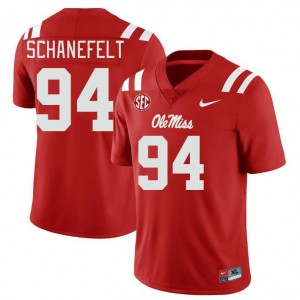 Subtle Men Official Christian Schanefelt #94 Ole Miss Rebels Red Football University Double-Stitched Jersey 61531-874
