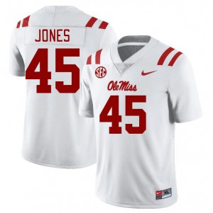 Team-Specific White Mens Football Jackson Jones #45 Ole Miss NCAA Athletic-Fit Jersey 73308-962