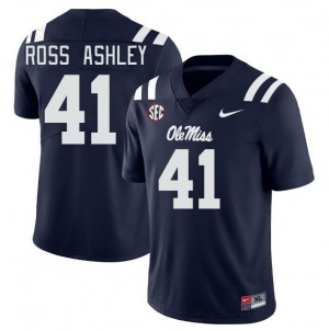 Navy Out Essential Mens John Ross Ashley Rebels #41 Chain-Stitched University Football Jersey 59378-371