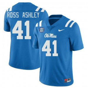 Men Collectible Ole Miss #41 John Ross Ashley Power Blue Applique High School Football Jersey 22488-995