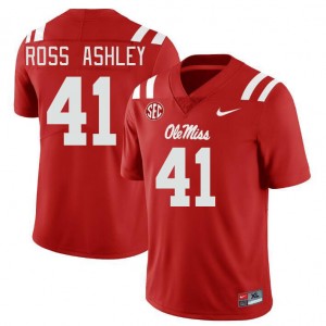 Unused Men's Official John Ross Ashley #41 Ole Miss Rebels Red Football Player Anti-Odor Jersey 84246-289