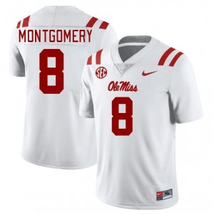 On-Field White Men's Football Monty Montgomery #8 Rebels University Chain-Stitched Jersey 97244-118