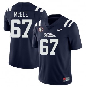 Collectible Navy Mens Football Quincy McGee #67 Ole Miss University Applique Jersey 40427-113