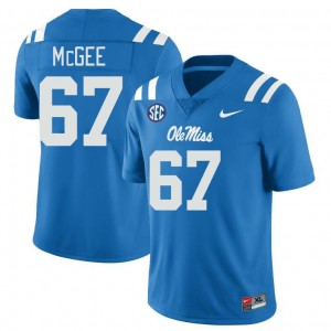 Game-Ready Men Quincy McGee #67 Ole Miss Rebels Power Blue High School Anti-Odor Football Jersey - Licensed Elite 47550-511