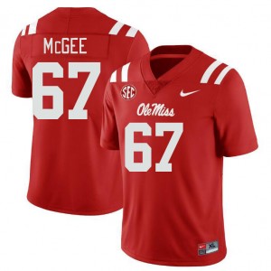 Men's #67 Quincy McGee Rebels Red Player Lightweight Football Jersey - Authentic NCAA 68276-138