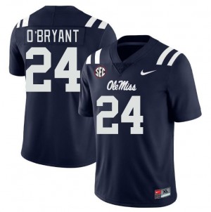 Subtle Navy Men's Football Richard O'Bryant #24 Ole Miss Rebels University Double-Stitched Jersey 11822-550