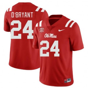Men #24 Richard O'Bryant Ole Miss Red Player Applique Football Jersey - Authentic NCAA 70108-438