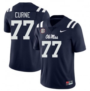 On-Field Men Victor Curne #77 Rebels Navy Chain-Stitched NCAA Football Jersey - Premium Licensed NCAA Gear 55064-371