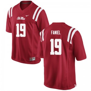 Men's #19 Alex Faniel Ole Miss Red Player Applique Football Jersey - Authentic NCAA 28156-321
