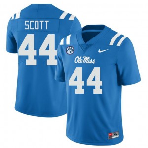 #44 Ole Miss Rebels Subtle Mens Ali Scott Powder Blue College Double-Stitched Football Jersey - Authentic Licensed NCAA 42381-666