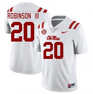 Iconic Men's Anthony Robinson III #20 Rebels White Long-Lasting College Football Jersey - Premium Licensed NCAA Gear 65236-981