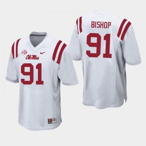 White Long-Lasting College Football Jersey - Men Aubrey Bishop #91 Rebels Iconic (Licensed Official) 33993-789