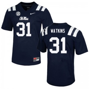 NCAA Fan Favorite: Mens Austin Watkins #31 Navy Ole Miss Rebels Anti-Odor Football Jersey 19280-439