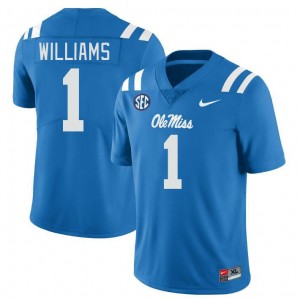Mens #1 Ayden Williams Rebels Powder Blue University Lightweight Football Jersey - Authentic NCAA 16401-758