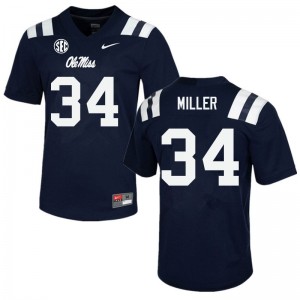 Collectible Men Bobo Miller #34 Ole Miss Navy Applique University Football Jersey - Premium Licensed NCAA Gear 10683-315