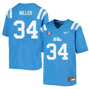 Power Blue Anti-Odor High School Football Jersey - Men's Bobo Miller #34 Ole Miss Rebels Unused (Licensed Official) 51997-512